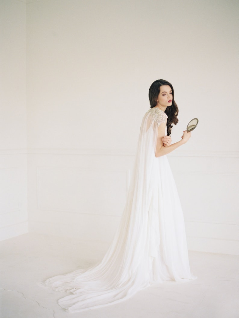 LAKSHMI Luxury pearl & silk wedding cape veil bridal cape image 2
