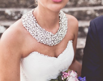 FLOWER GARDEN | Sparkling Floral Crystal Bridal Collar Necklace