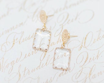 FARRAH | 18ct Gold Earrings, Crystal Earrings, Christmas Gift, Wedding Accessories, Handmade Jewelry, Gold Drop Earrings