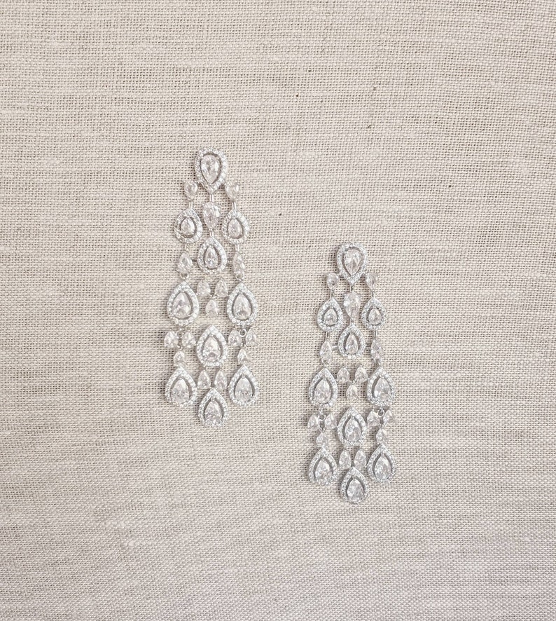 BONHAM Crystal chandelier bridal earrings image 1