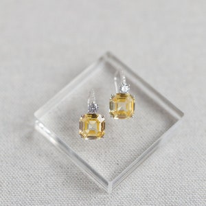 ASTOR Asscher drop earrings, luxury earrings, crystal earrings, sparkly earrings, drop earrings, bridal earrings image 3