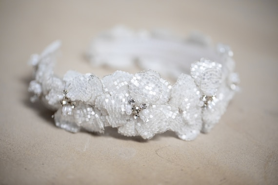 ?HANDMADE CAMELLIA BEADED HEADBAND LUNA | Beaded Camelia Flower Headband - Etsy main image 2