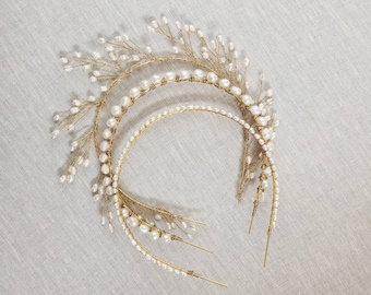 Ready To Ship CORSELLE | Stackable pearl headband, fine headband, thin headband, layer headband, bridal headpiece, pearl jewelry