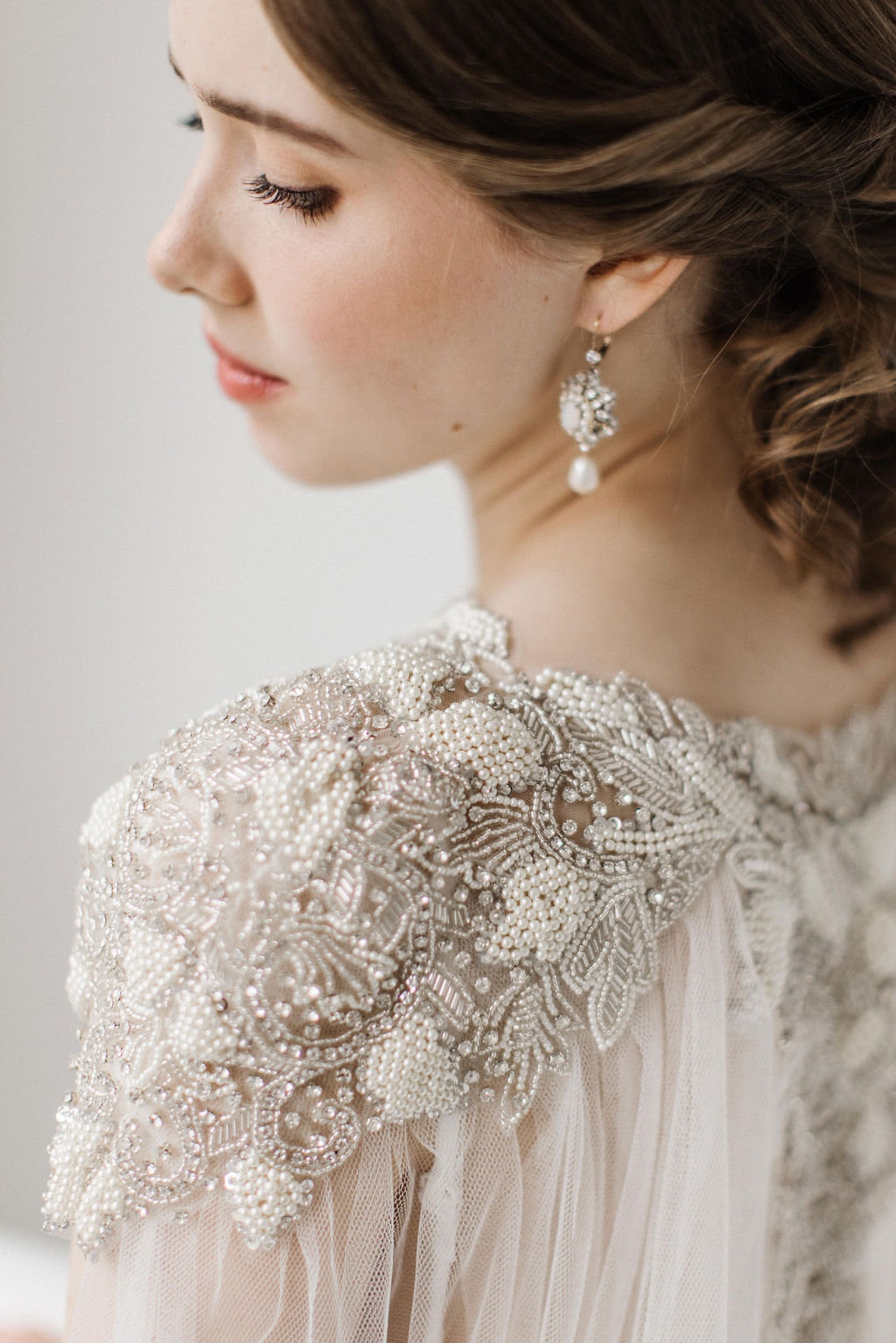 LAKSHMI Luxury Pearl & Silk Wedding Cape Veil Bridal Cape Etsy