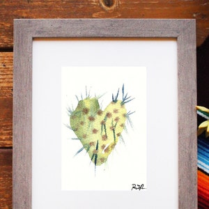 Cactus Watercolor.Desert Art.Arizona Art.Cacti Art.Cactus Heart.Love Art.Cactus Heart.Desert Botanical Art.Watercolor Cactus.Prickly Pear image 3