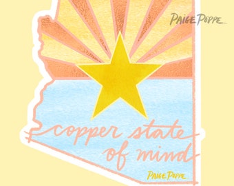 Arizona Sticker.Arizona Art.Arizona Flag.Copper State.Arizona Pride.Arizona Outline.Arizona Sticker.Desert Sticker.Southwest Sticker.AZ art