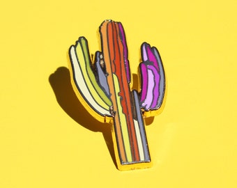 Cactus Pin.Cactus Enamel Pin.Cacti Pin.Rainbow Cactus.Colorful Cactus.Saguaro Pin.Cactus Art.Desert Pin.Desert Art.Rainbow Pin.Art Pin