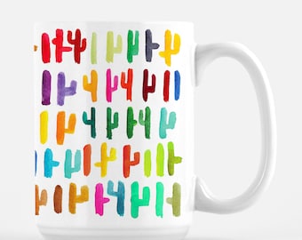 Cactus Mug.Colorful Cactus Mug.Saguaro Mug.Rainbow Mug.Desert Mug.Watercolor Cactus Mug.Saguaro Cactus Art.Arizona Artist.Southwest Art Mug