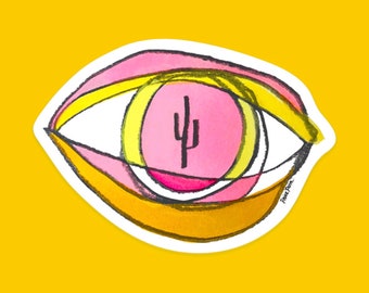 Eye Sticker.Eye Artwork.Desert Sticker.Cactus Sticker.Saguaro Sticker.Eye of the Desert.Desert Art.Eyes Artwork.Eyes Art.Cactus Eye Artwork