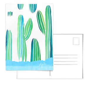 Cactus Postcard.Cacti Postcard.Saguaro Postcard.Desert Postcard.Plants Postcard.Saguaro Artwork.Arizona Postcard.cactus art. Artista de Arizona