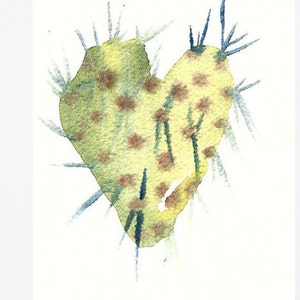 Cactus Watercolor.Desert Art.Arizona Art.Cacti Art.Cactus Heart.Love Art.Cactus Heart.Desert Botanical Art.Watercolor Cactus.Prickly Pear image 1
