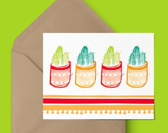 Cactus Watercolor.Rainbow Cactus.Cactus Art.Arizona art.Arizona greeting card.Barrel cactus art.Watercolor Greeting Card.Watercolor Card