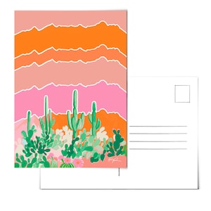 Desert Postcard.Saguaro Postal.Desert Landscape Postal.Cactus Postal.Arizona Postal.Acuarela postal. Boho watercolor.AZ arte