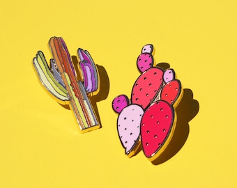 Cactus Pin.Enamel Pin.Cacti Pin.Pink Cactus.Cactus Art.Arizona Pin. Arizona Art.Pink Cacti.Pink Enamel Pin.Artist Pin.Watercolor Pin