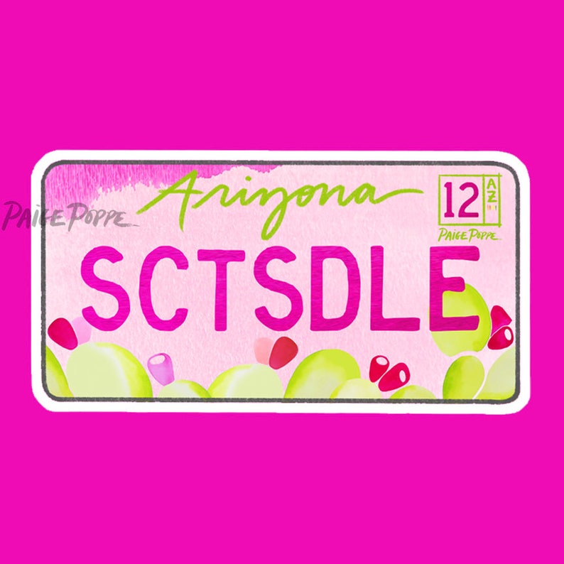 Scottsdale Sticker.Scottsdale Pride.Arizona Sticker.Arizona License Plate.Arizona Pride Sticker.AZ sticker.Arizona Pride.License Plate Art image 1