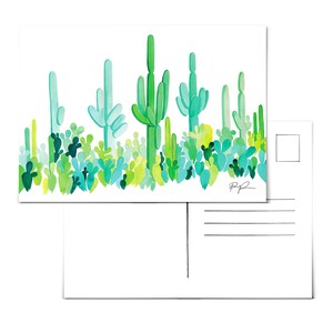 Cactus Postcard.Cacti Postal.Saguaro Postal.Desert Postal.Plants Postal.Arizona Postal.Acuarela postal. Boho watercolor.AZ
