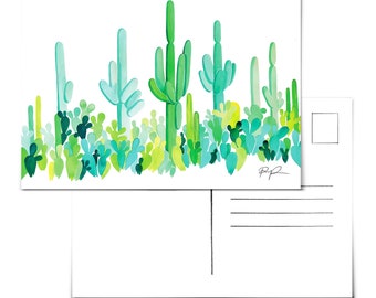 Cactus Postcard.Cacti Postcard.Saguaro Postcard.Desert Postcard.Plants Postcard.Arizona Postcard.Watercolor postcard.Bohemian watercolor.AZ