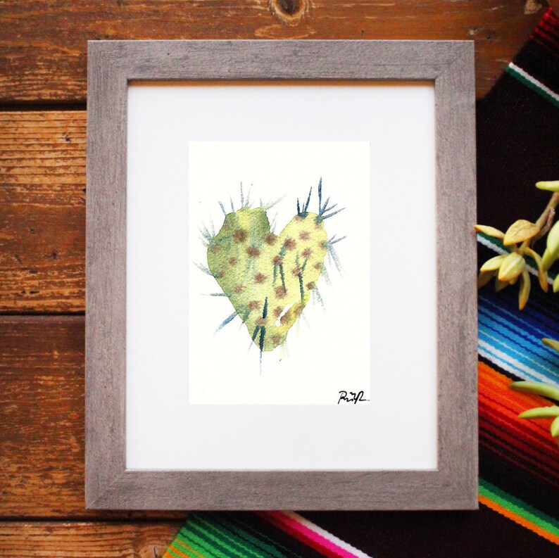 Cactus Watercolor.Desert Art.Arizona Art.Cacti Art.Cactus Heart.Love Art.Cactus Heart.Desert Botanical Art.Watercolor Cactus.Prickly Pear image 3