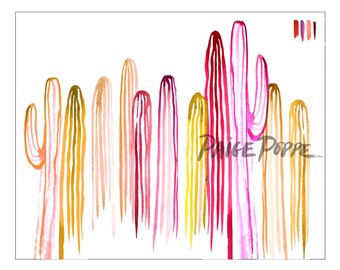Art.Cacti Art.Saguaro Art.Arizona Art.Southwestern Art.Arizona Desert.Pink Cactus.Cactus Watercolor.Arizona Watercolor.Cacti jardin de cactus