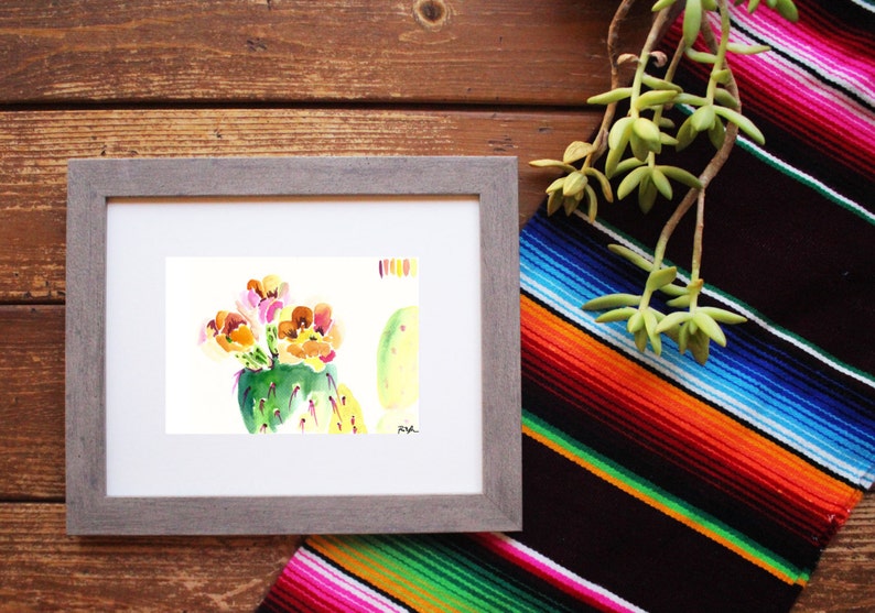 Rainbow Cactus.Cactus Art.Cacti Art.Watercolor cactus.Cactus Watercolor.Flower Watercolor.Prickly Pear.Desert Art.Southwest Art.Arizona Art image 2