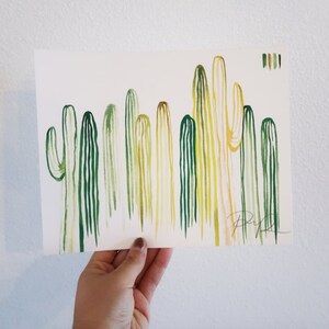 Cactus Art.Cacti Art.Saguaro Art.Arizona Art.Southwestern Art.Arizona Desert.Green Cacti.Cactus Watercolor.Arizona Watercolor.Cacti Garden image 2