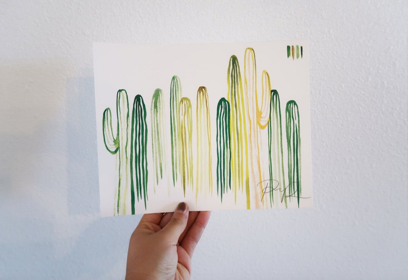 Cactus Art.Cacti Art.Saguaro Art.Arizona Art.Southwestern Art.Arizona Desert.Green Cacti.Cactus Watercolor.Arizona Watercolor.Cacti Garden image 2