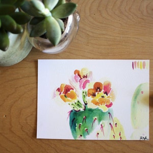 Rainbow Cactus.Cactus Art.Cacti Art.Watercolor cactus.Cactus Watercolor.Flower Watercolor.Prickly Pear.Desert Art.Southwest Art.Arizona Art image 3