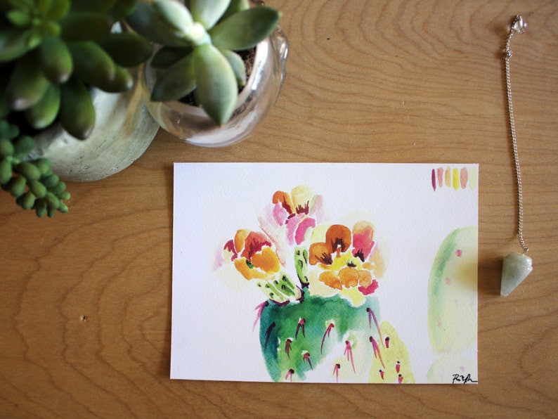 Rainbow Cactus.Cactus Art.Cacti Art.Watercolor cactus.Cactus Watercolor.Flower Watercolor.Prickly Pear.Desert Art.Southwest Art.Arizona Art image 3