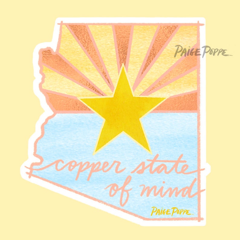 Arizona Sticker.Arizona Art.Arizona Flag.Copper State.Arizona Pride.Arizona Outline.Arizona Sticker.Desert Sticker.Southwest Sticker.AZ art image 1