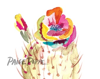Desert Watercolor.Cactus Art.Cacti Art.Cactus Watercolor.Arizona Art.Rainbow cactus.Cute cactus art.Southwest Art.Botanical Art.