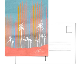 Palm Tree Postcard.Palms Postcard.Palms Art.Palm Trees Art.Palms Watercolor.California Palms.Palm Tree Watercolor.Beachy Postcard.Beach art