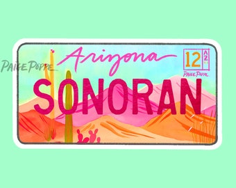 Sonoran Desert Art.Arizona Sticker.Arizona License Plate.Arizona Pride Sticker.Sonoran Desert.AZ sticker.Arizona Pride.License Plate Art. AZ