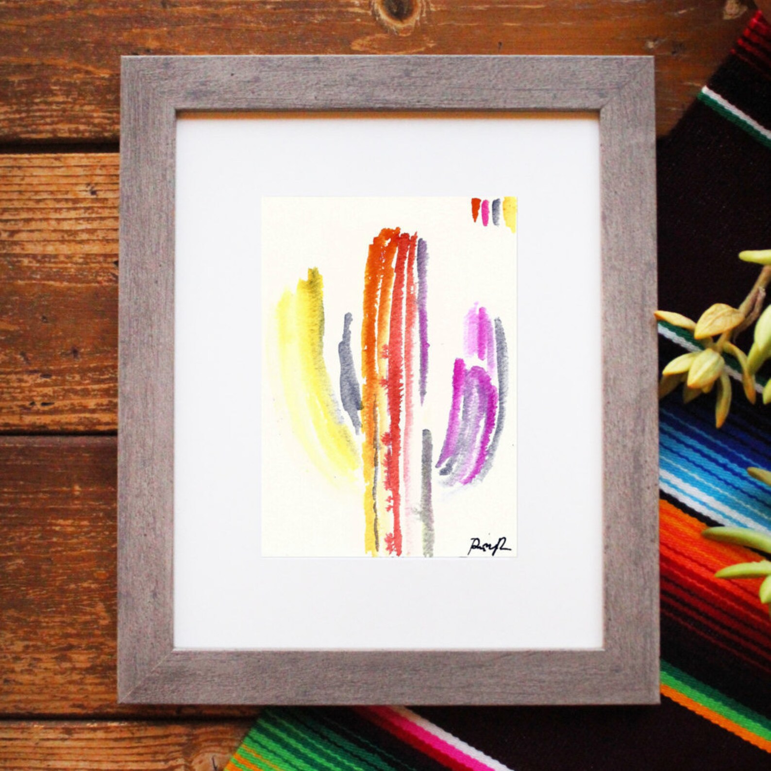 Saguaro Watercolor.arizona Cactus Art.rainbow Cactus.cactus - Etsy