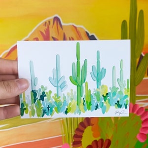 Cactus Postcard.Cacti Postcard.Saguaro Postcard.Desert Postcard.Plants Postcard.Arizona Postcard.Watercolor postcard.Bohemian watercolor.AZ image 2