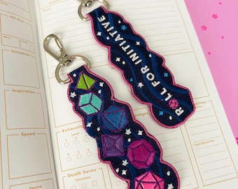 Roll For Initiative D20 Embroidered Keychain