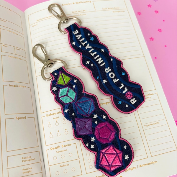 Roll For Initiative D20 Embroidered Keychain
