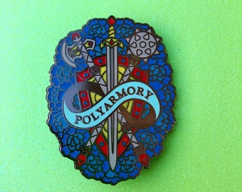 Polyarmory Enamel Pin: Burnished Nickel Version