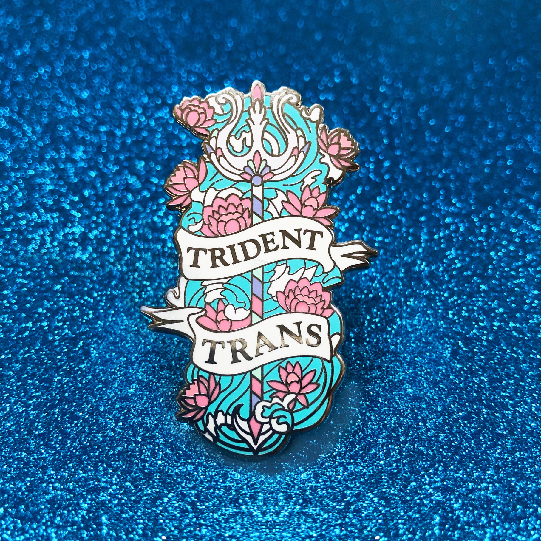 Trident Trans Enamel Pin