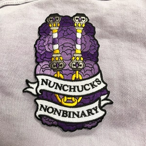 Nunchucks Nonbinary Embroidered Patch