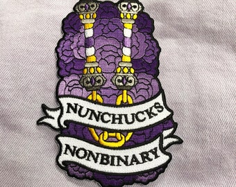 Nunchucks Nonbinary Embroidered Patch