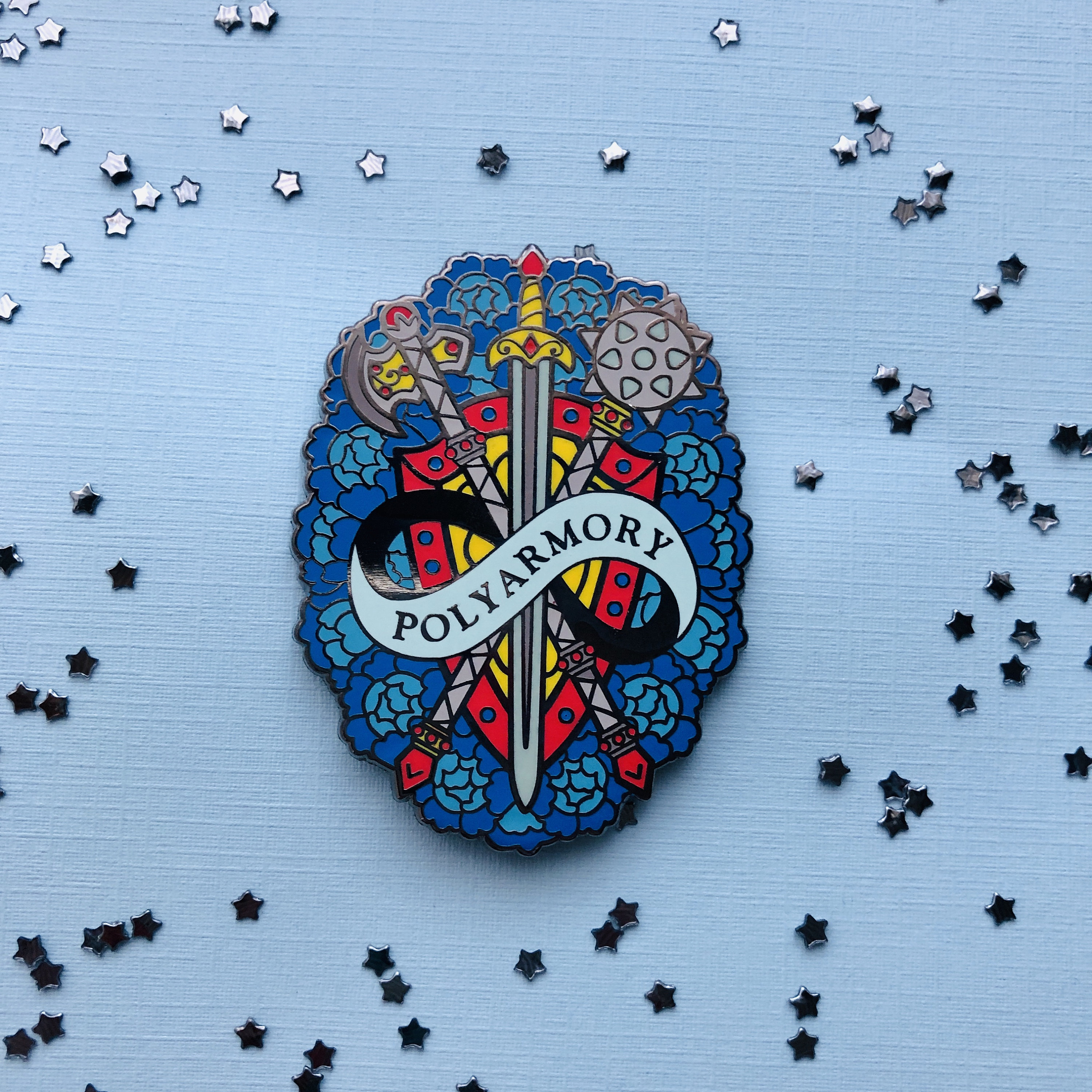 Polyarmory Enamel Pin - Black Nickel Version