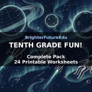 10th Grade Worksheets Bundle, 25 Printable Activities, Geometry Chemistry College Prep Pack, Homeschool No Prep