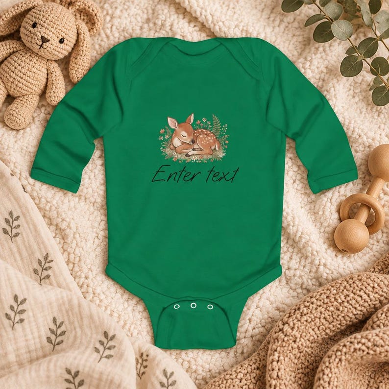 Woodland Deer Floral Personalized Bodysuit