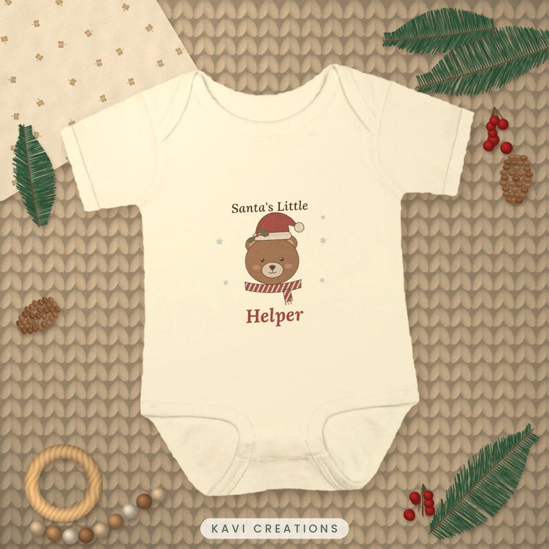 Santa's Little Helper bear bodysuit