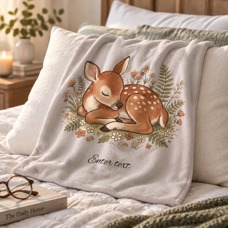Sleeping Fawn Floral Swaddle Blanket