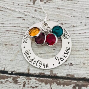 Mother's Day Jewelry, Personalized Necklace with Birthstones, Kids Names Necklace, Birthstone Necklace for Mom, Mothers Day Gift for Grandma image 3