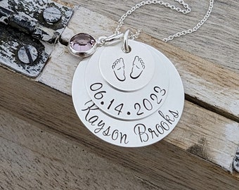 New Mom Necklace, Push Present, Personalized Gifts, Baby Name Necklace, Handmade Jewelry, Mommy Necklace