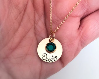 Mothers Day Gift, Birthstone Necklace for Mom, Push Present, Baby Name Necklace, Gift for New Mom, Birthstone Jewelry for Mom, Mom Necklace