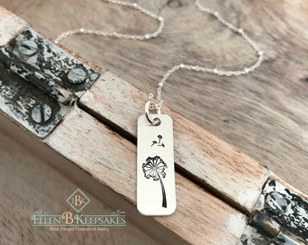 Dandelion Wish Necklace,  Nature Inspired Jewelry, Dandelion Fluff Necklace, Wish Jewelry, Sterling Silver Hand Stamped Jewelry