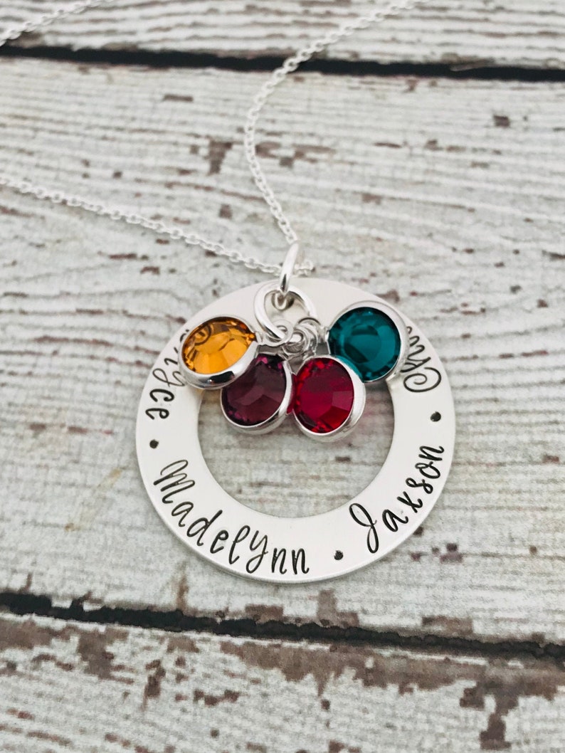 Mother's Day Jewelry, Personalized Necklace with Birthstones, Kids Names Necklace, Birthstone Necklace for Mom, Mothers Day Gift for Grandma image 3